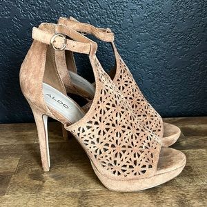 Aldo Tan Suede Heels Size 8.5